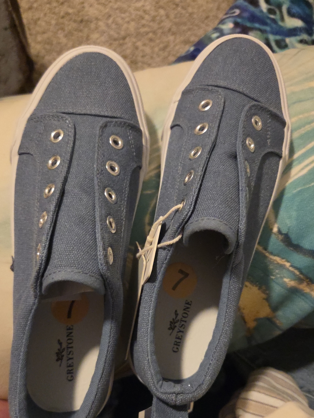 Women's Greystone Slip-On Canvas Sneakers in Denim Blue NwT